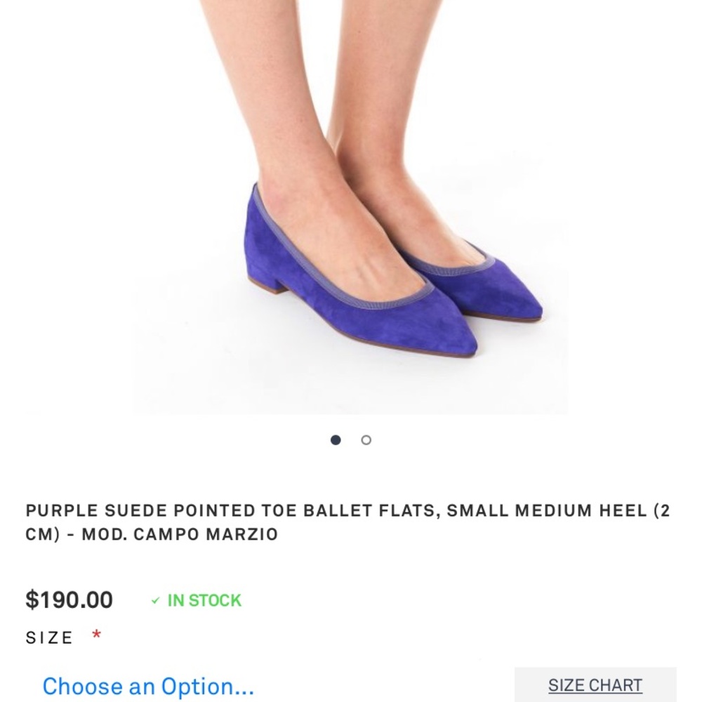 PURPLE SUEDE POINTED TOE BALLET FLATS, SMALL MEDIUM HEEL